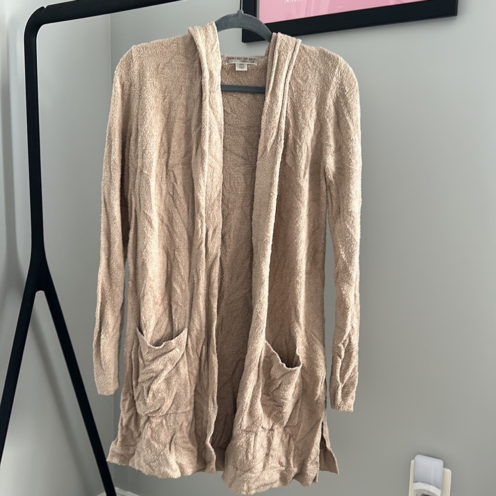 Barefoot Dreams Cozychic Lite Coastal Hooded Cardigan Tan XS/S